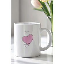 YasBey Design Aşk Temalı Kalp Desenli 330ML Baskılı Beyaz Seramik Kupa Bardak