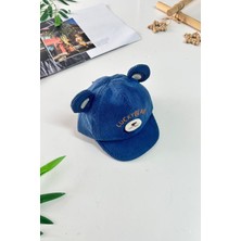 Miniğimin Cicileri Figürlü Keten  1-3 Yaş Şapka - Mavi