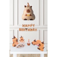 Pekshop Kapibara Konsept Doğum Günü Seti Capybara Balon Zinciri Banner ve Masa Üstü Panolu Set 206