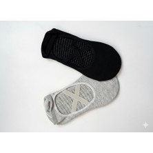 DeGo Shop Bir Çift Siyah Bir Çift Krem Kaymaz Taban Bilekli Babet/yoga/plates Çorap