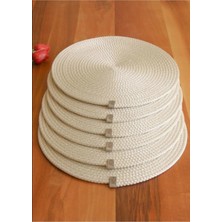 FATEX Amerikan Servis Runner 6 Lı Sunum Supla Takımı Örgü Tabak Altı Yanmaz (Krem)