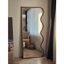 Uğurlu Ayna 180X80 Dalgalı Boy Aynası – Doğal Ahşap Çerçeveli, El Yapımı Ceviz Dekoratif Duvar Aynası
