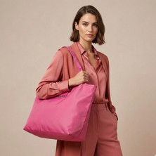 Pembe Katlanabilir Bez Çanta(Metal Toka) – Çantaya Takılabilir, Hafif ve Pratik Tasarım