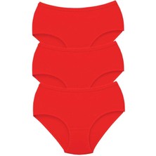 Beta Moda Hub 3 Adet Tutku Kadın Yüksek Bel Bato Kalın Lastik Külot Kırmızı