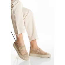 MFT Ayakkabı Kadın Vizon Dantel Detaylı Günlük Spor Ayakkabı