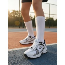 Ellaboni Unisex Beyaz Siyah Günlük Rahat Hafif Çocuk Yürüyüş Koşu Spor Ayakkabısı