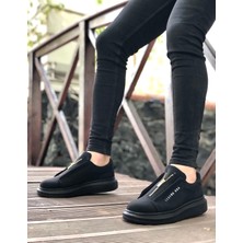 Baybonza BA0310 Boa Kalın Yüksek Taban Fermuarlı Siyah Siyah Erkek Ayakkabı