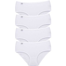 Beta Moda Hub 4 Adet Tutku Kadın Yüksek Bel Bato Ince Lastik Külot Beyaz