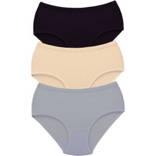 Beta Moda Hub 3 Adet Tutku Kadın Yüksek Bel Bato Kalın Lastik Külot S4