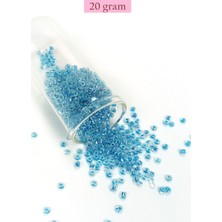 Beta Moda Hub Dökme Cam Kum Boncuk (8/0) 3 mm - 20 Gram - Şeffaf Gök Mavi - BNC173