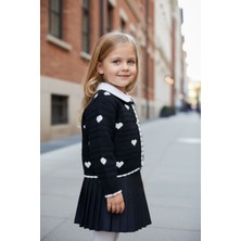 Lea Kids Pileli Etekli Kalpli Hırkalı Gömlekli Kız Çocuk Takım