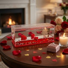 ForWhat Büro Ev Ofis Hediyesi Için Mini Obje Batmayan Kalpli Güllü Akvaryum