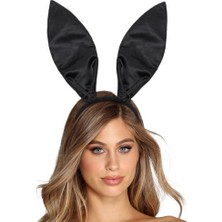 ForWhat Büro Ev Ofis Etkinlik Gösteri Kostüm Tacı Için Siyah Saten Tavşan Kulak Taç