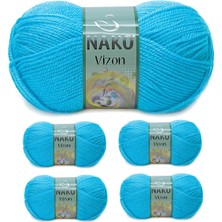 Beta Moda Hub 5 Adet Vizon Premium Akrilik El Örgü Ipi Yünü Renk NO:235 Nazar Boncuğu