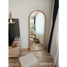 Uğurlu Ayna 180X70 Oval Doğal Ahşap Boy Aynası – Natürel Renk El Yapımı Dekoratif Duvar Aynası