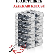 10'lu Erkek Ayakkabı Saklama Kutusu Üst Üste Dizilebilir, Kapaklı Tasarım Beyaz