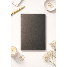 Paprisso Metalik Işıltılı Black Gold Kapaklı Çizgisiz Defter 30 Yaprak Ivory Kağıt | A5 | Hediye Defter