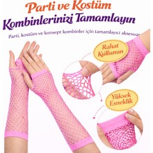 ForWhat Büro Ev Ofis Gösteri Kostümü Için 26CM Neon Pembe File Parmaksız Eldiven