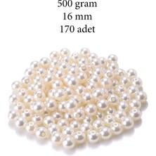 Beta Moda Hub 500 Gram 16MM Krem Renk Plastik Inci Boncuk Çanta ve Takı Yapım Boncuğu (~170 Adet)