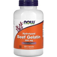 Now Foods Beef Gelatin 550 Mg, Hydrolyzed, Nutritional Support, 200 Capsules