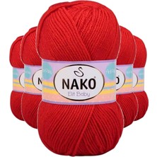 Beta Moda Hub 5 Adet Elite Baby El Örgü Ipi Tüylenmeyen Bebek Yünü Alev Kırmızı 207