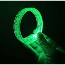 MiraLive Yeşil LED Işıklı Baskı Yapılabilen Pilli Bileklik Bilezik 1,5 cm Genişlik