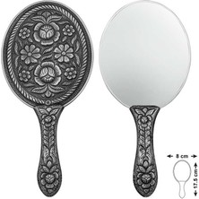 SanalAMCA Store 925 Ayar Gümüş Papatya ve Gül Motifli El Aynası T8633 (972)