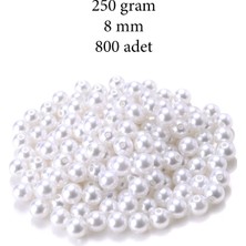 Beta Moda Hub 250 Gram 8mm Beyaz Renk Plastik Inci Boncuk Çanta ve Takı Yapım Boncuğu (~800 Adet)