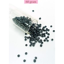 Beta Moda Hub Dökme Cam Kum Boncuk Büyük Boy (6/0) 4 mm - 60 Gram - Siyah - BNC120