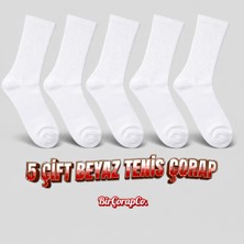 Birçorapco 5'li Erkek Beyaz Uzun Pamuklu Tenis Çorap Premium