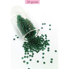 Beta Moda Hub Dökme Cam Kum Boncuk (8/0) 3 mm - 20 Gram - Koyu Yeşil - BNC146