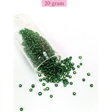 Beta Moda Hub Dökme Cam Kum Boncuk (8/0) 3 mm - 20 Gram - Şeffaf Asker Yeşili - BNC177