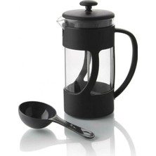 Pazarika Bitki Çayı Demliği Filtre Kahve 350 ml French Press Kaşıklı Siyah