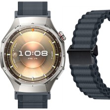 Sneezy Huawei Watch Gt6 Pro 46MM Ile Uyumlu Airflow Dalgalı Naylon Spor Kordon Metal Tokalı