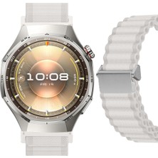 Sneezy Huawei Watch Gt6 Pro 46MM Ile Uyumlu Airflow Dalgalı Naylon Spor Kordon Metal Tokalı