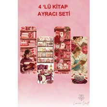 Burak Baskı Tasarım Kitap, Aşk, Sevgi, Gül Temalı 4'lü Kitap Ayracı Seti , Sevgililer Günü Hediye, Kitap Aşkı
