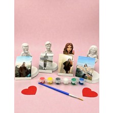 Lades Fotoğraftan Kişiye Özel 3D Figür Büst – El Boyaması, 6 Renk & Fırça Dahil,