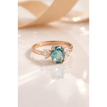 925 Ayar Aquamarin Taşlı Tasarım Gümüş  Yüzük