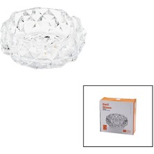 Go İthalat Küçük Cam - Dıamond Kristal Şekil Yuvarlak Küllük Çap: 11.2cm - D: 4.4cm (5224)