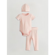 Lc Waikiki Yeni Sezon Çizgili Organik Kumaş Kız Bebek Hastane Çıkış Seti