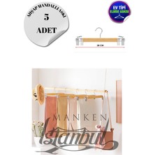 Manken İstanbul 5 Adet Ev Tipi Ahşap Mandallı Pantolon Askısı Etek Askısı Elbise Askısı