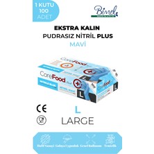 Ekstra Kalın Nitril Mavi Plus Muayene Eldiveni L - 1 Paket 100'LÜ