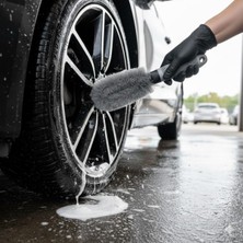 Go İthalat Gri Oto Jant Temizleme Fırçası – Ergonomik Saplı, Lastik ve Jant Detay Temizliği Için Güçlü Kıllı Fırça (5224)