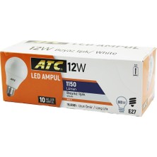 Go İthalat 10 Adet Atc 12W=80W E27 BEYAZ=6500K LED Ampul Lamba 1150 Lümen 15.000 Saat Ömür (5224)