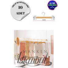 Manken İstanbul 10 Adet Ev Tipi Ahşap Mandallı Pantolon Askısı Etek Askısı Elbise Askısı