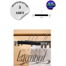Manken İstanbul 5 Adet Ev Tipi Ahşap Mandallı Pantolon Askısı Etek Askısı Elbise Askısı