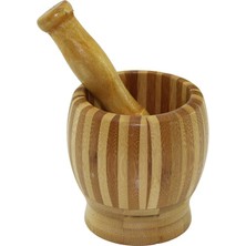 Go İthalat Ahşap Bambu - Çizgili Havan Sarımsak Dövecek  Ç: 8.5--D: 6.8 --Y: 10CM  Fileli Ambalaj (5224)