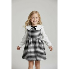 Kazayağı Desenli Rahat 2 Li Şık Kız Çocuklar Için Elbise