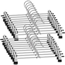 Manken İstanbul 20 Adet Yüksek Kalite Metal Mandallı Krom Kaplama Pantolon Askısı Etek Askısı Çamaşır Askısı