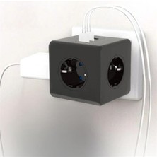 Go İthalat Isıya Dayanıklı Termal Akım Korumalı ve Çocuk Korumalı 3 Priz Girişli 3 USB Girişli Küp Priz (5224)